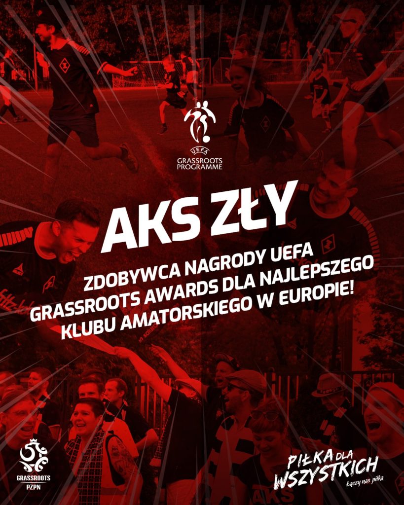 AKS Zły Going. partnerstwo UEFA Grassroots Awards 